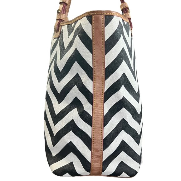 Dooney & Bourke Chevron Tote Bag Black White - Picture 3 of 14
